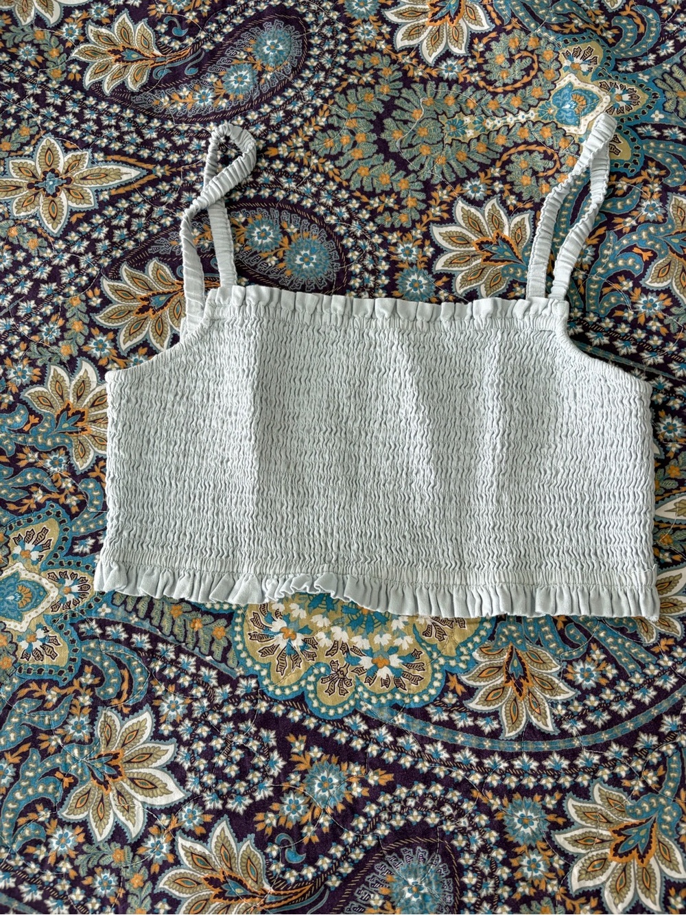 Sunday Best Light Blue Smocked Cami with Ruffle Trim